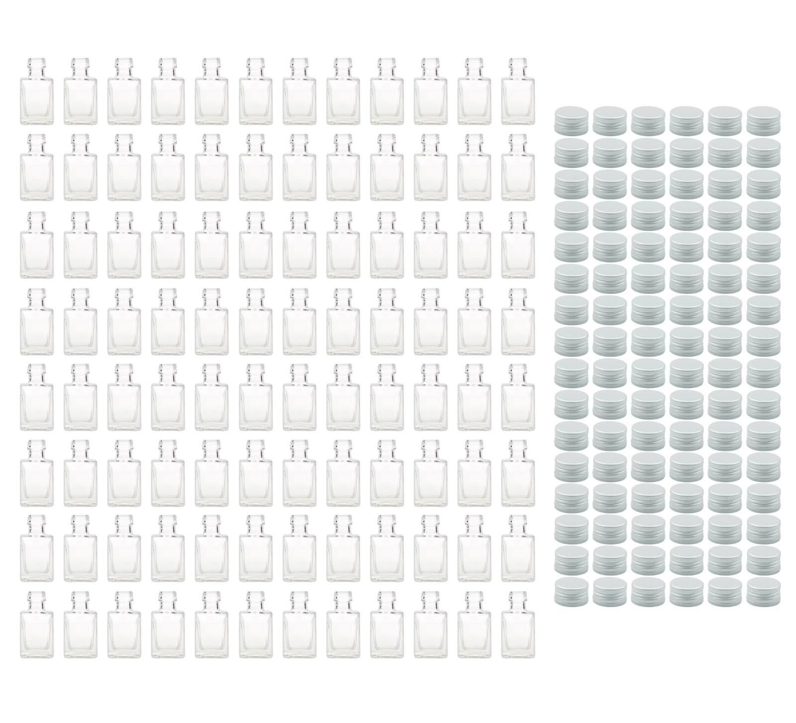 96er Set 50 ml Glasflaschen Cube, quadratisch, Probierflaschen, Schraubmündung