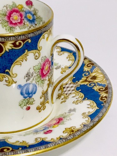 Vintage Shelley Bone China Blue Sheraton Demitasse Cup and Saucer - Picture 4 of 14