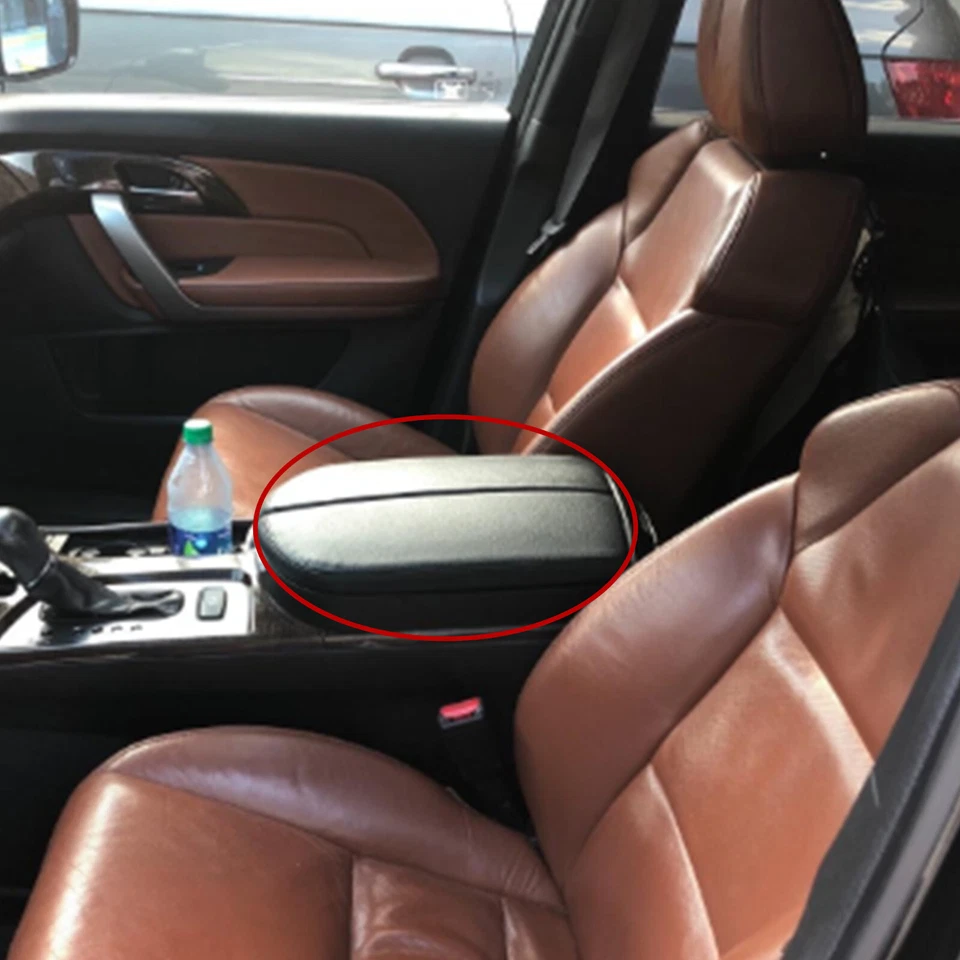 Cubierta de reposabrazos de cuero negra para consola central Acura MDX 2007 2008 2009 2010 Foto 3 de 4