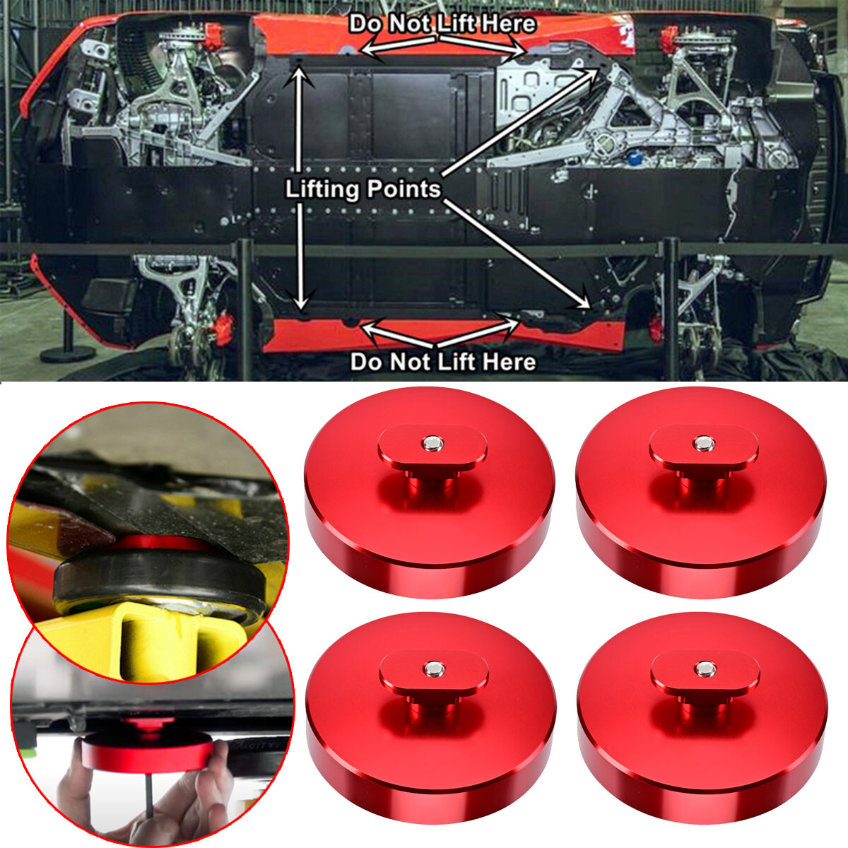 For Corvette C5 C6 C7 C8 Z06 ZR1 Red Leave In Lift Jack Pads