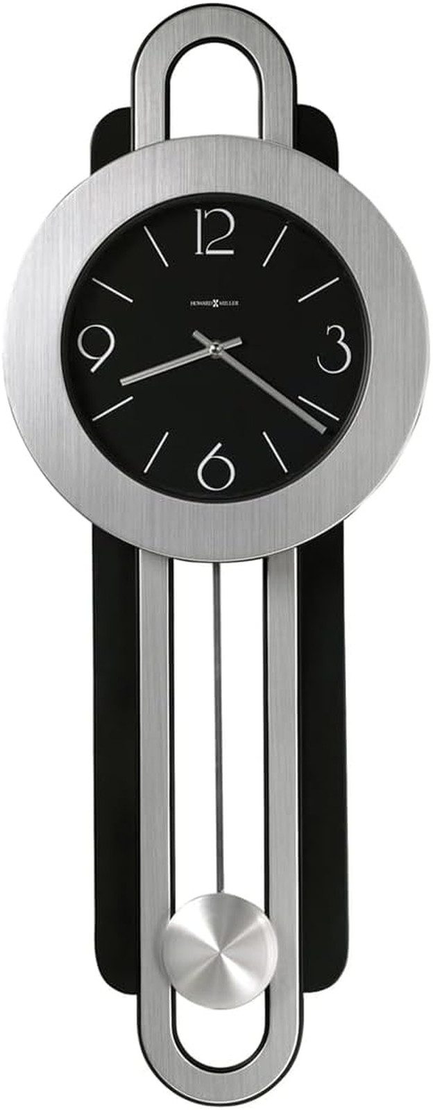 Howard Miller Gwyneth Wall Clock, Black Finish round Black Dial Arabic & Bars Nu