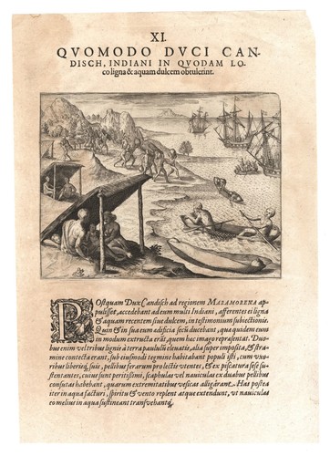 Antiker Druck ""Quomodo Duci Candisch"" (Morro Moreno - Chile) Gr. De Bry, 1598 - Bild 2 von 3