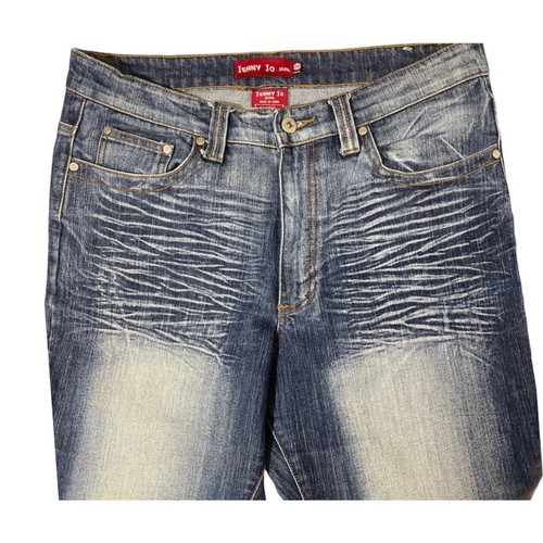 JENNY JO Dark Hi-Rise Jeans Juniors 17/18 Distressed Cuffs Whitewash Whiskering - Picture 7 of 20