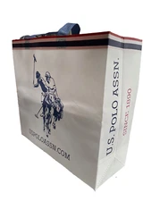 Lot of 4 US Polo Assn Reusable Eco Shopping Bag, White & Blue Logo, Ralph Lauren