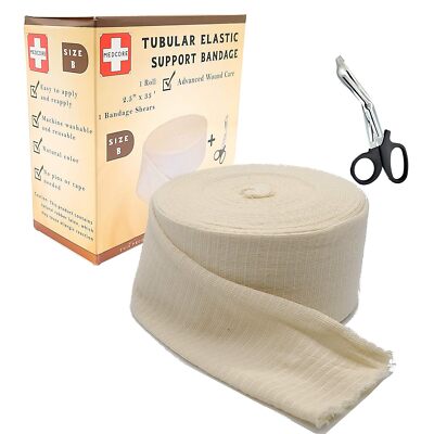 Premium Elastic Tubular Medical Bandage Size B Stockinette, 2.5 inches x 33 Fee.