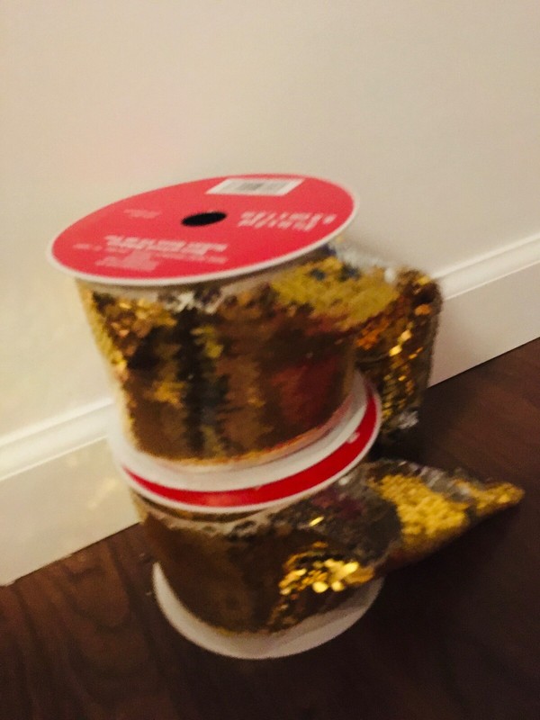 3 BRAND NEW GOLD SEQUINS RIBBON 3 1/2” W