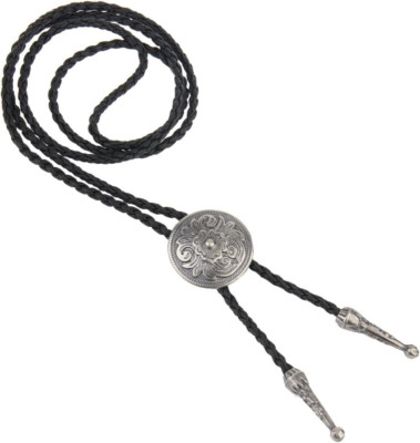 Western Black Bolo Tie for Men and Women,Native American Leather Bolo Tie String