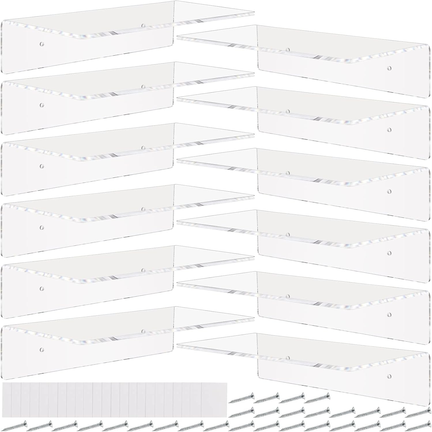 12 Pack Clear Acrylic Floating Shelves 12 Inch