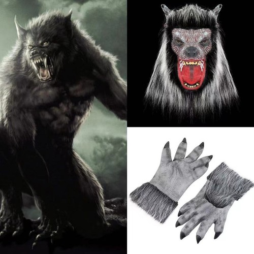 Mascarada Látex Aterrador Hombre Lobo Máscara de Cabeza Halloween Fiesta Cosplay Disfraces Accesorios