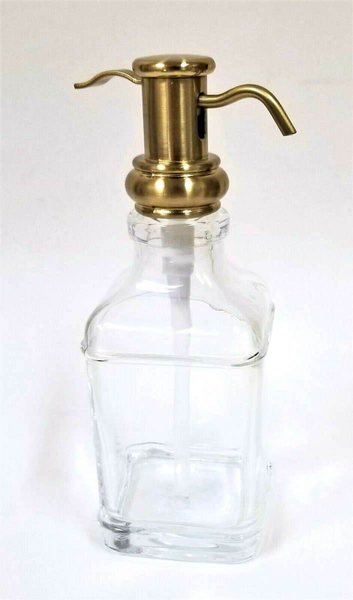 BRASS,BRUSHED GOLD BRASS TONE PUMP+GLASS BATHROOM,VINTAGE