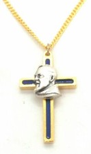 Collana Croce Blu Padre Pio timbrata Made in Italy