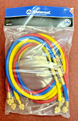 Mastercool 49262-60, 60'' Hose Set w/Manual Ball Valve Ends 1/4'' High Pressure
