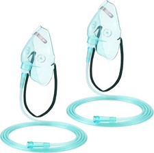 Confezione 2 Mascherine Ossigeno Adulti con Tubo da 6,6ft e Cinghia Elastica Regolabile Medica
