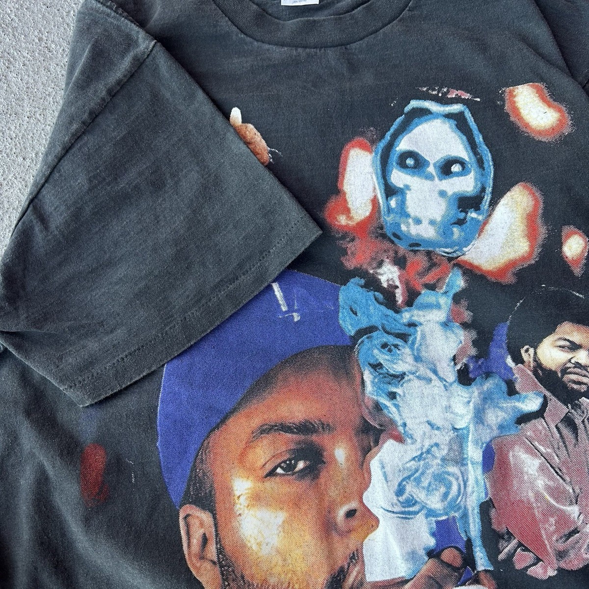 Ice Cube Rap Tee Shirt Vintage REPRINT Black Faded Bay Club Tag