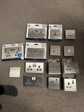 BG Electrical Screwless Flat Plate Sockets/switches Brushed Steel Set.