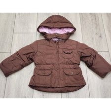 Baby Gap Toddler Girls Brown Puffer Jacket Coat with Removable Hood Size 3 Years