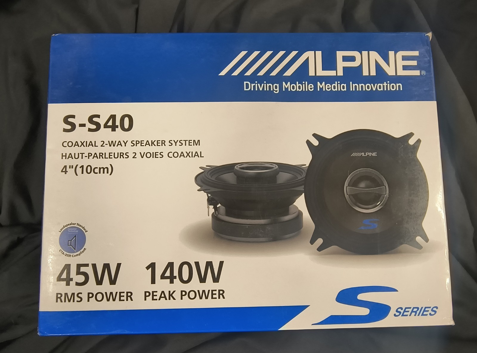 Alpine S-S40 280W Max 4" Type S Series 2-Way Coaxial Car Speakers