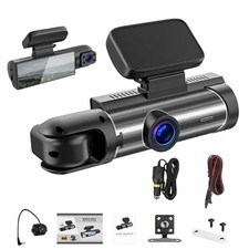 4K Dual Dash Cam Front Rear with Night Vision, GPS, 128GB Expandable Storage