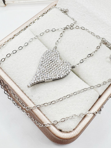 Damen Herz Anhänger mit Kette Brillant Diamant,750 Weißgold 18KT,Neu««۰ - Bild 6 von 9