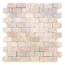 DIVERO 1 Fliesenmatte Naturstein Marmorfliese Bruchmosaik beige weiß 29 x 32 cm