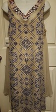 Free People Ancient Mystery Beaded Shift Dress Tea Combo Sz Small Beige Boho