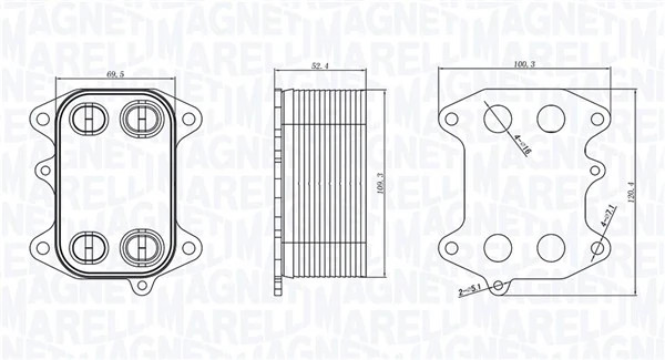 Radiateur d'huile Magneti Marelli 350300003300 pour moteur en aluminium de berline