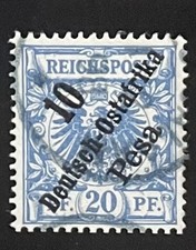 Deutsch-Ostafrika 10 Pesa Aufdruck Marke 1896  Daressalam Datierter Stempel