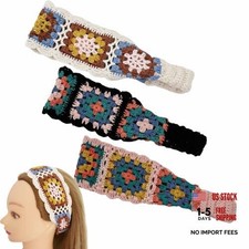 3PCS Knit Crochet Headband Floral Boho Lace Hollow Hairband Hippie Hair Style D