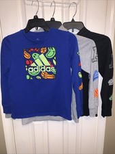 ADIDAS Boy's Set Of 3 Long Sleeve Graphic T-Shirts Some Hooded Size: M 10/12