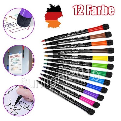 12x Whiteboard Marker, Schwamm Whiteboard Stifte, Magnetisch Whiteboard Marker