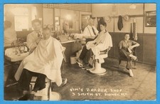 Sidney, NY, Jim's Barber Shop, 3 Smith Street Real Photo RPPC Postcard