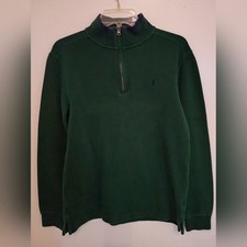 Polo By Ralph Lauren Youths Green Quarter Zip Sweater Sz 18/20