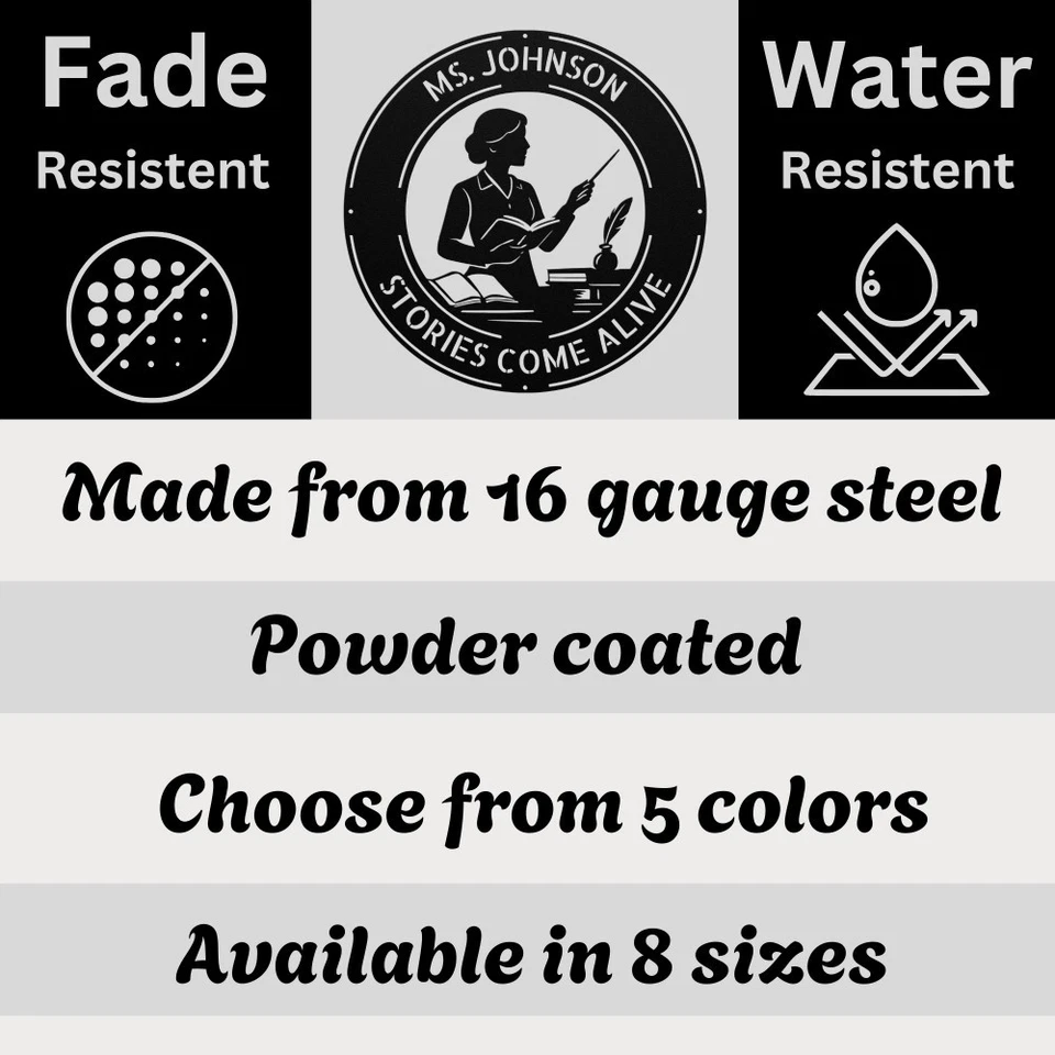 Personalized Ms Literature Teacher Metal Sign Custom Classroom Wall Decor Gift - Image 2 of 4