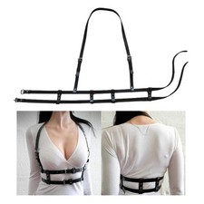 Women Punk Waist Belt Harness Adjustable Cage Bra Black Faux Leather Gothic