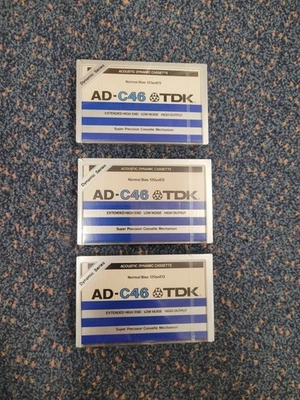3x TDK AD-C46 Acoustic Dynamic Blank Audio Cassette Tapes Vintage Japan 1979 - Image 1 of 3
