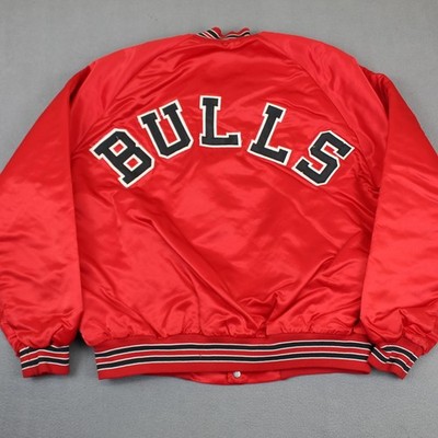 Vintage Chalk Line Chicago Bulls Jacket Mens Large Red Satin Spellout 90s USA