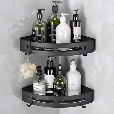 3PC Shower Caddy Bathroom Suction Shelf Storage Shampoo Soap Holder No Drill