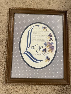 Wood Framed Broken Dreams Poem Floral Pansies Print 12.5 X 15.5 