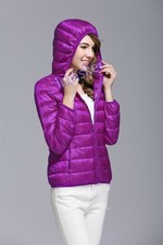 Winter Ultra-light Women's Down Jacket, Short Hooded Jacket, Puffer Zipper