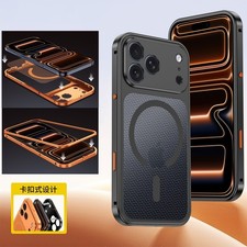 Magnetic Aluminum Metal Frame Bumper PC Phone Case For iPhone 17 16 15 Pro Max