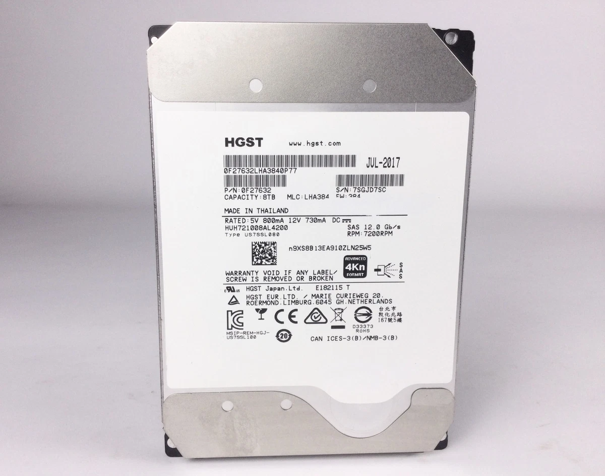 HGST SAS Internal Hard Disk Drives 8 TB Storage Capacity for sale