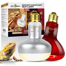 REPTI ZOO 150W Reptile Heat Lamp Bulb Combo   Day  Night Basking Light Set, ...