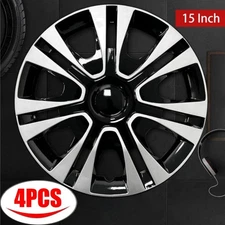 4PCS 15"Inch Wheel Cover Snap On Full Hub Caps Fit for R15 Tire & Steel Rim New