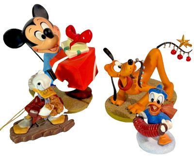 WDCC Pluto's Christmas Tree (Lot of 4) Mickey Mouse, Pluto, Donald Duck, Scrooge