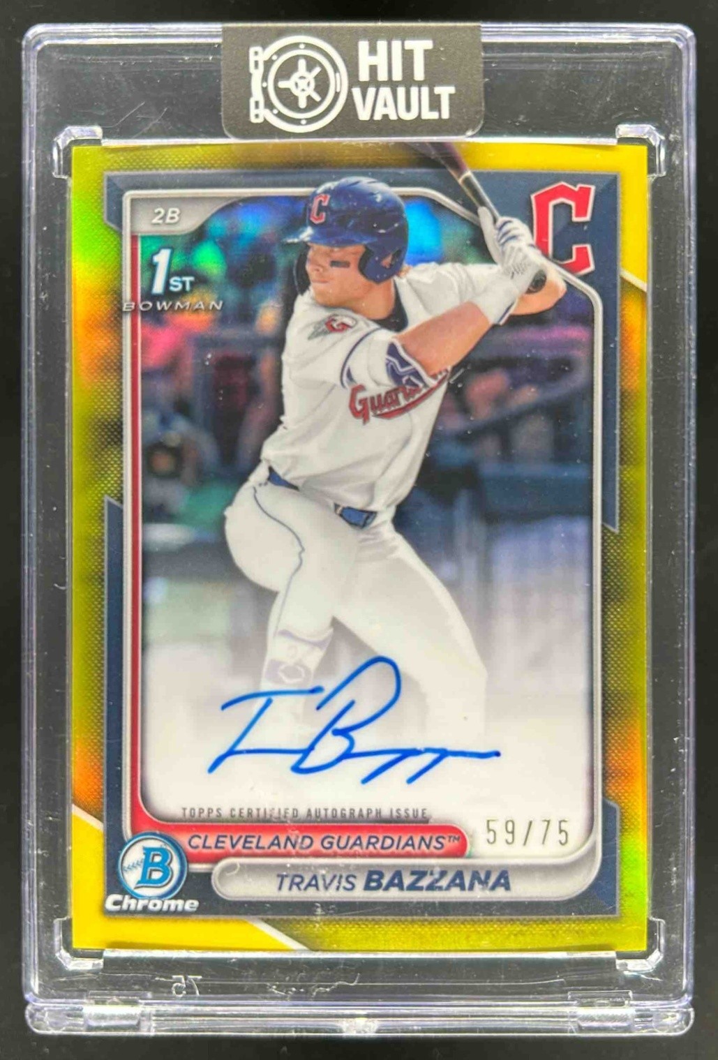 2024 Bowman Draft Travis Bazzana Chrome Auto Yellow Refractor 1st #/75 Guardians