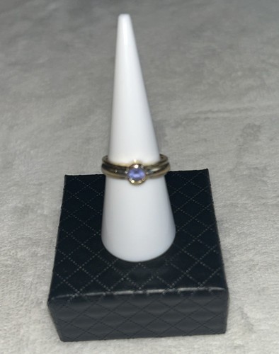 Anello a fascia rotonda in tanzanite con lunetta in oro giallo e bianco 14 carati Le Vian - Foto 4 di 16
