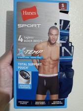 Hanes  X-Temp  Sport Men's 4-Pack Boxer Briefs small "Total Support Pouch COOL"