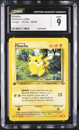 CGC 9 MINT Pikachu 1999 Jungle 1st Edition 60/64 Pokemon Card