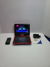 DBPOWER Portable DVD Player 11.5" 9" Swivel Screen Red W Remote,manual.