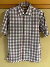 USED CHRISTIAN DIOR CHECKERED SHORT-SLEEVED SHIRT, 1970S VINTAGE. VERYGOOD